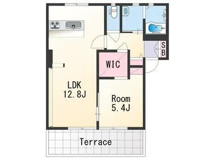 ラ・サルデーヌ(1LDK/1階)の間取り写真