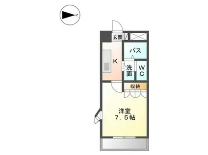 ヒールコート(1K/1階)の間取り写真