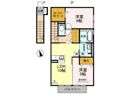 ルーチェ木ノ本(2LDK/2階)の間取り写真
