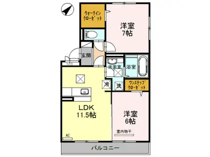ウエストゲート(2LDK/3階)の間取り写真