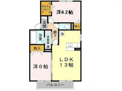 パインテイルD棟(2LDK/2階)の間取り写真