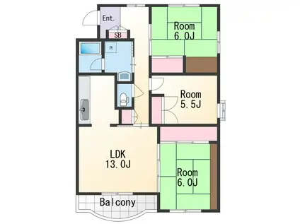 グリーンプラザ雑賀(3LDK/2階)の間取り写真