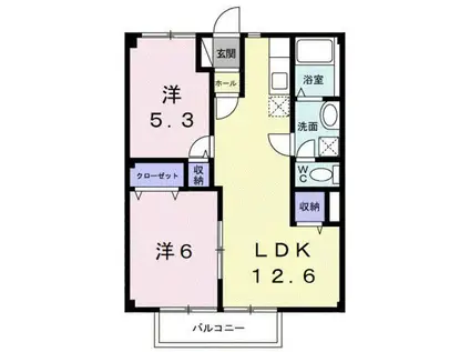カーム松本B(2LDK/1階)の間取り写真