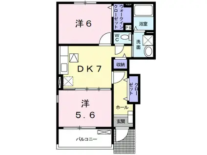 フォレスタ・高松 Ⅱ(2DK/1階)の間取り写真