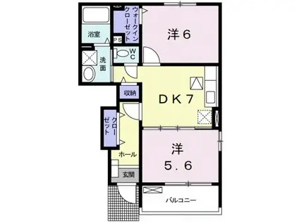 フォレスタ・高松 Ⅱ(2DK/1階)の間取り写真