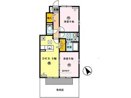 フェリッス関戸(2DK/1階)の間取り写真