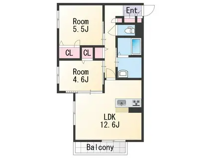 シャーメゾン秋月の杜(2LDK/1階)の間取り写真