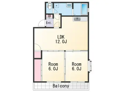 サンライト今福(2LDK/2階)の間取り写真