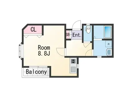 シャルムアシべ(1K/2階)の間取り写真