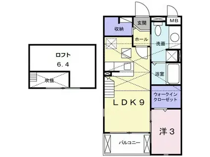 ペシュール西小二里(1LDK/2階)の間取り写真