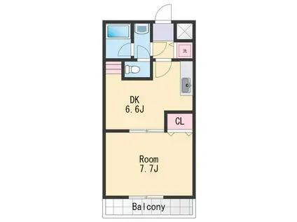 セゾン湊(1DK/2階)の間取り写真