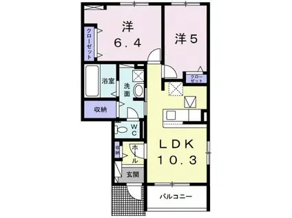 メゾン・ド・ピオナ(2LDK/1階)の間取り写真