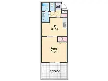 セゾン湊(1DK/1階)の間取り写真