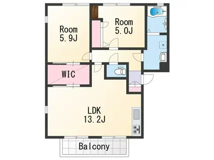 フレグランスAKIHO(2LDK/2階)の間取り写真