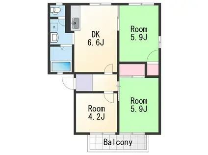 ウエストヒルズ(3DK/2階)の間取り写真