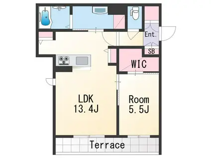 ベレオ昭和通(1LDK/1階)の間取り写真