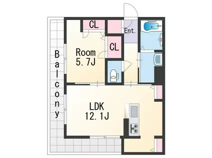 ベレオ昭和通(1LDK/2階)の間取り写真
