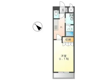 ピースフルモアメルセ(1K/3階)の間取り写真