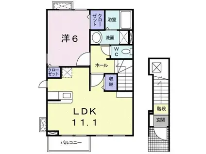 ラフィナートⅡ(1LDK/2階)の間取り写真