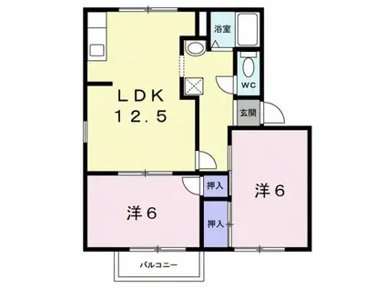 タウニイ梅原Ⅱ(2LDK/2階)の間取り写真
