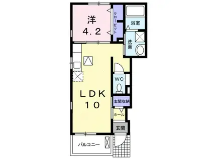 レジデンス・リオB(1LDK/1階)の間取り写真