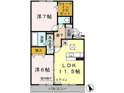 グレイス ヒルズ(2LDK/1階)の間取り写真