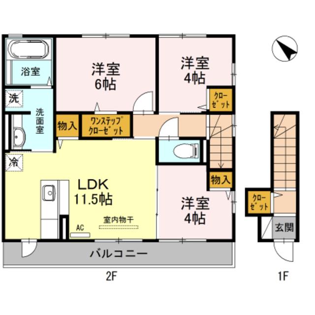 コニファーⅡ(3LDK/2階)の間取り写真