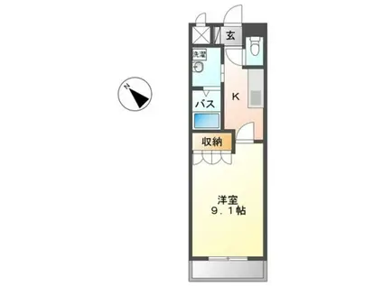 ピースフルモアメルセ(1K/2階)の間取り写真