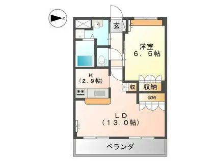 阪和線 紀伊駅 徒歩2分 2階建 築16年(1LDK/2階)の間取り写真