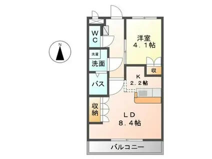 和歌山線 布施屋駅 徒歩1分 2階建 築21年(1LDK/1階)の間取り写真
