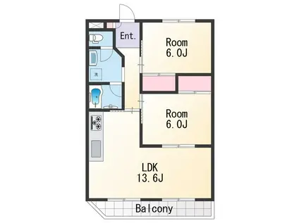 ラピュタ宮前(2LDK/5階)の間取り写真