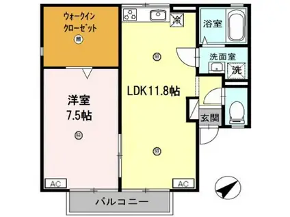 セジュール榎原Ⅱ(1LDK/2階)の間取り写真