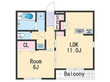 グランジオ(1LDK/2階)の間取り写真