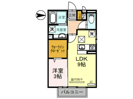 DーROOM西小二里Ⅱ(1LDK/1階)の間取り写真
