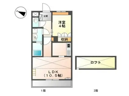 アシューレ(1LDK/2階)の間取り写真