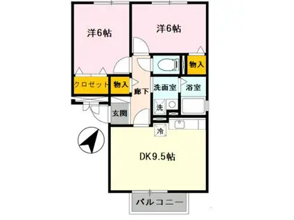 J-ロイネット(2DK/1階)の間取り写真