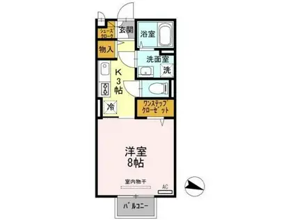 シクルアヴェニュー(1K/2階)の間取り写真