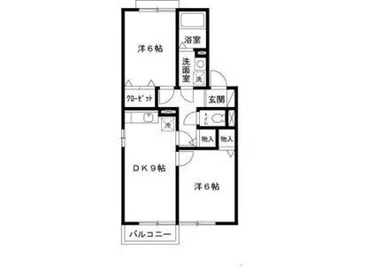 パインズコート(2DK/2階)の間取り写真