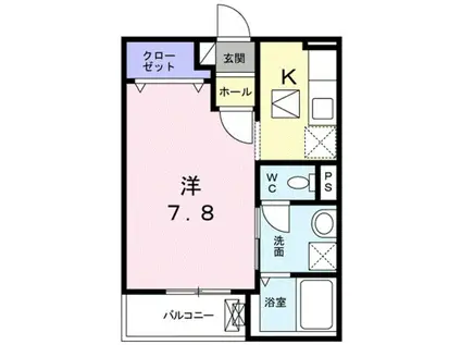 プルメリア(ワンルーム/1階)の間取り写真