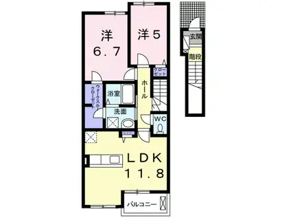 パミドーリⅣ(2LDK/2階)の間取り写真