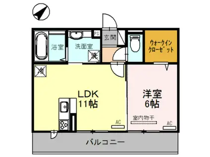 イゾラルーチェ(1LDK/2階)の間取り写真