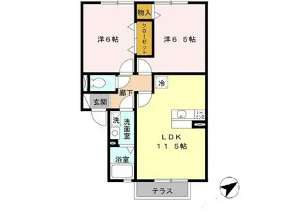 シャルム西ノ庄Ⅴ(2LDK/2階)の間取り写真