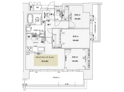 エステムコート和歌山CITYステーションフロント(3LDK/14階)の間取り写真