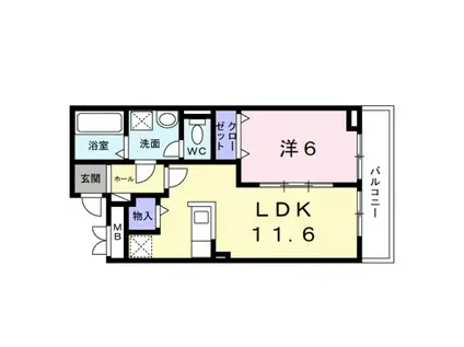 ヒカルサ和歌山本町(1LDK/2階)の間取り写真