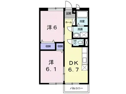 プロムナード松江(2DK/2階)の間取り写真