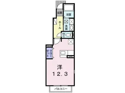 イリーデ西浜(ワンルーム/1階)の間取り写真