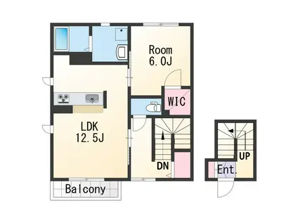 イマージュ黒田Ⅱ(1LDK/2階)の間取り写真