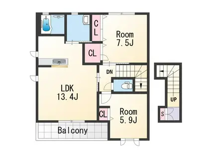 MASTCOURT鳴神(2LDK/2階)の間取り写真