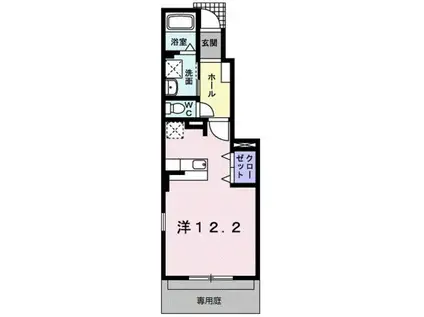 フォンテーヌブロー(ワンルーム/1階)の間取り写真