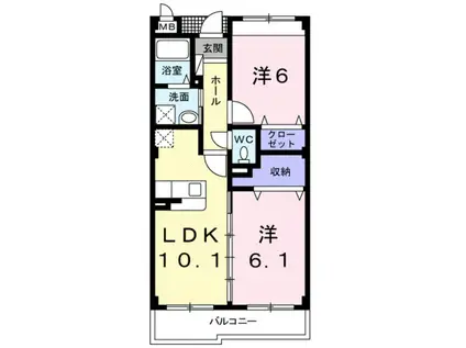 リヴェール栄谷(2LDK/1階)の間取り写真